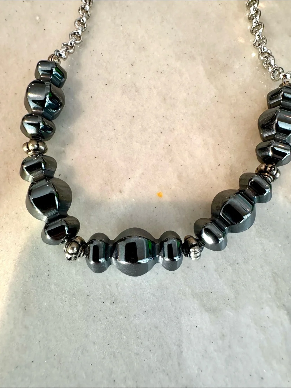 Handcrafted Hematite Bead Necklace and Bracelet Set